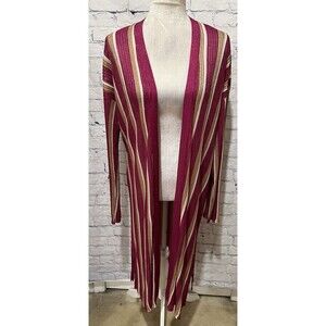 Women's Future Collective J Lopez Open Front Long Cardigan Striped Sweater Large